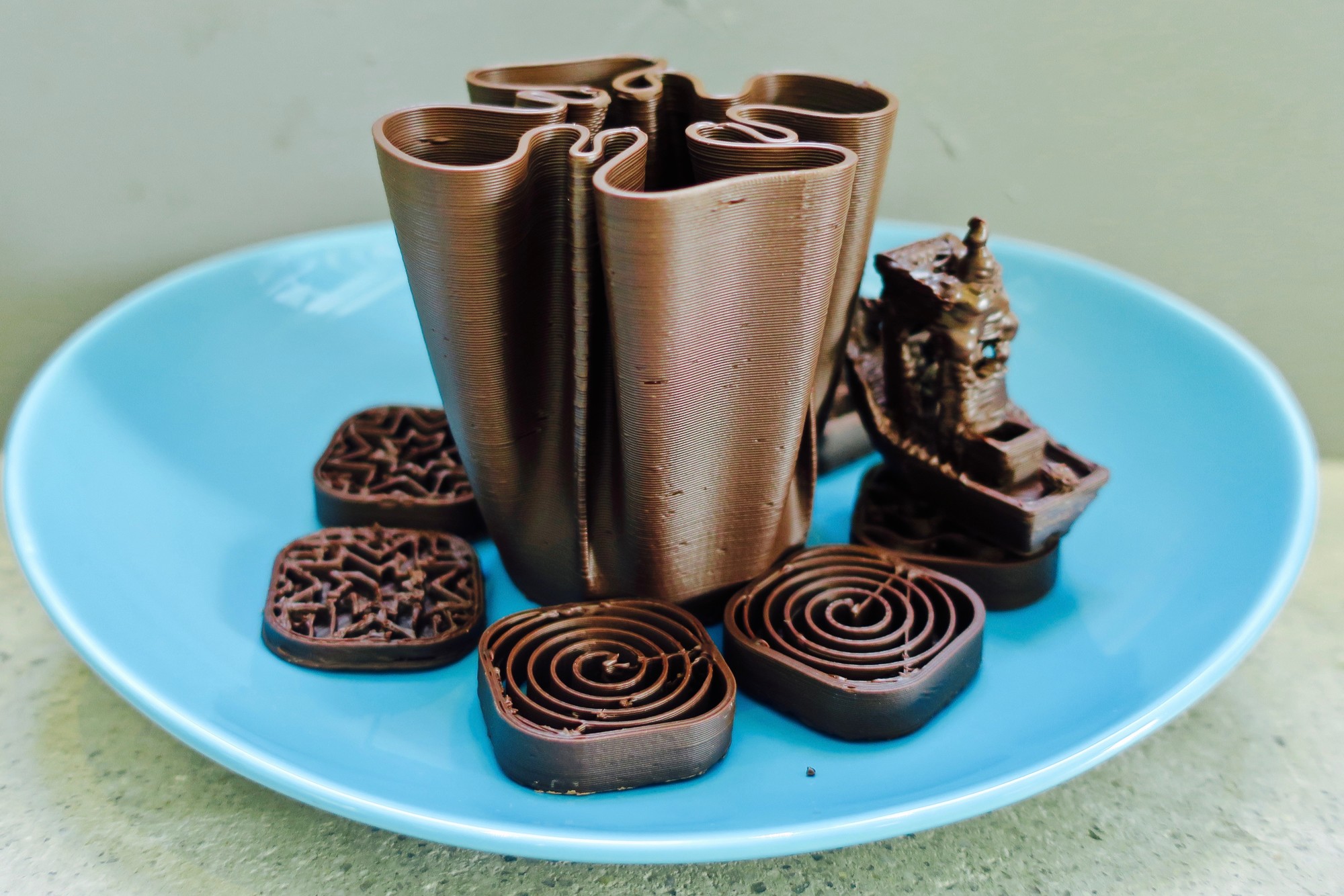 Image of elaborate chocolates produced via Evan's Chocolate Press