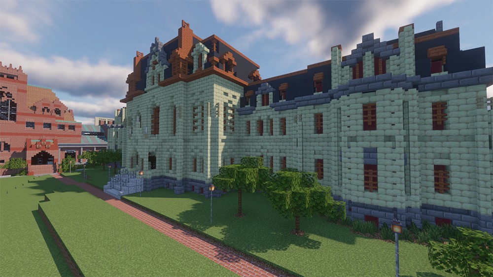 College Hall recreated in Minecraft