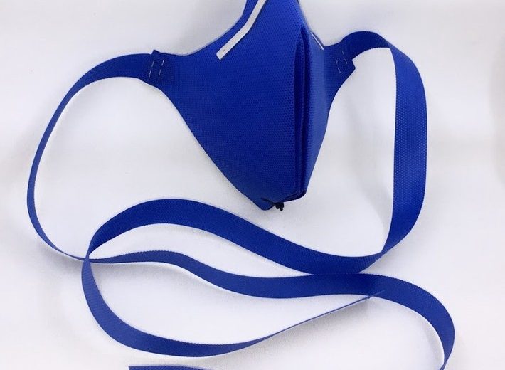 Blue origami face mask prototype