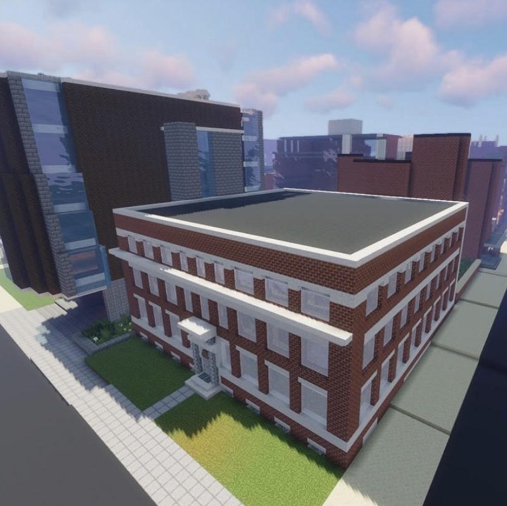 Moore Building rendered in Minecraft