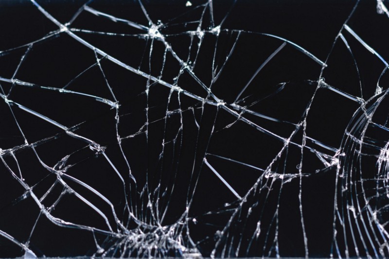 A close-up of cracked glass.