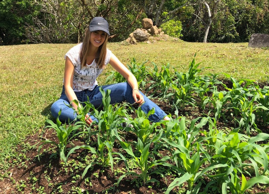 Maria Suarez in her garden