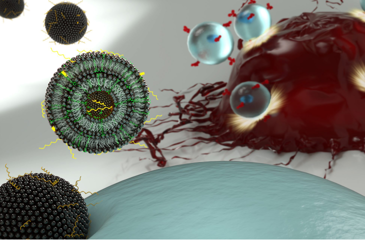 Illustration of nanoparticles binding 