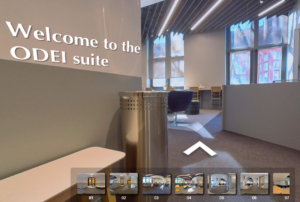 Loading screen of an interactive virtual tour of the new ODEI Suite