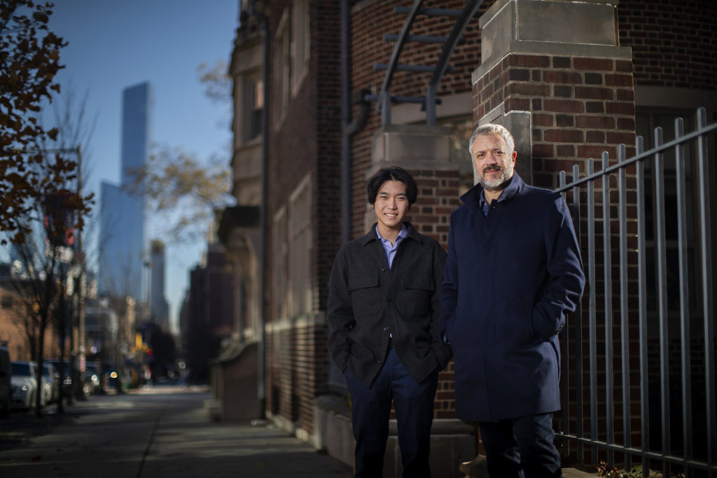 Logan Cho and Ivan Drpić pose on campus.