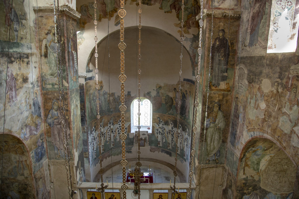 The gilded walls of a medieval church