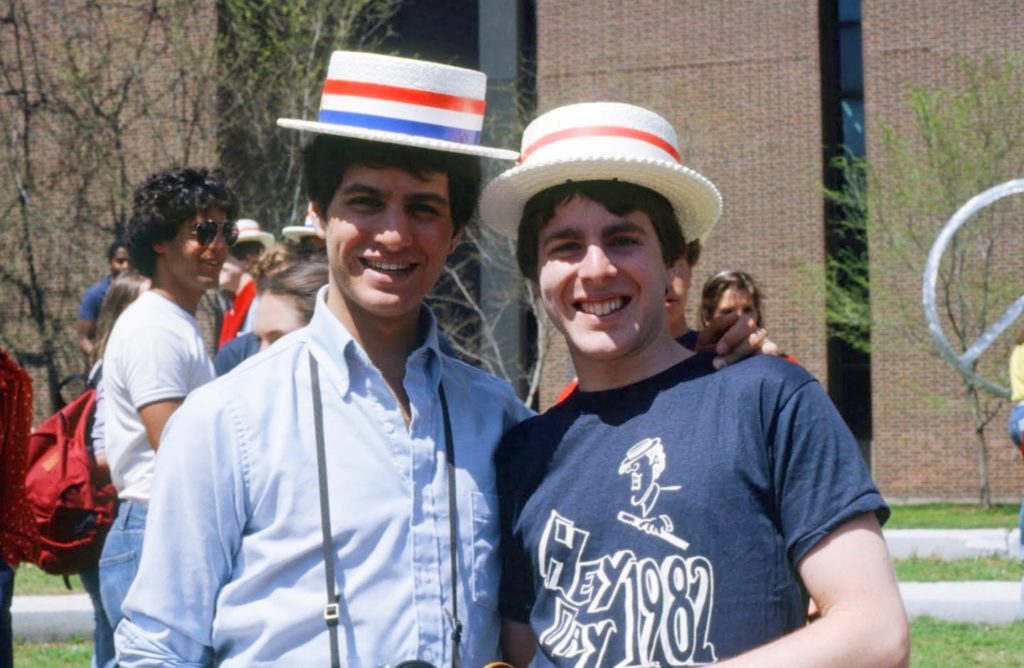 In a picture from 1982, Paul Greenberg and Kevin Penn pose in Hey Day's traditional boater hats