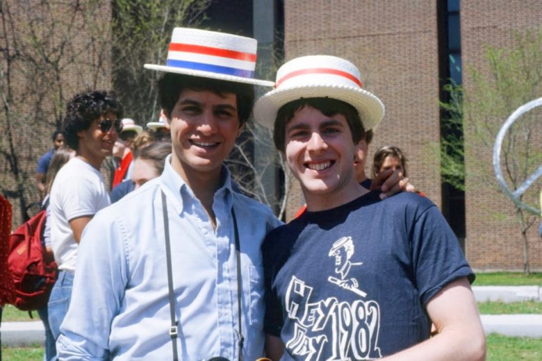 In a picture from 1982, Paul Greenberg and Kevin Penn pose in Hey Day's traditional boater hats