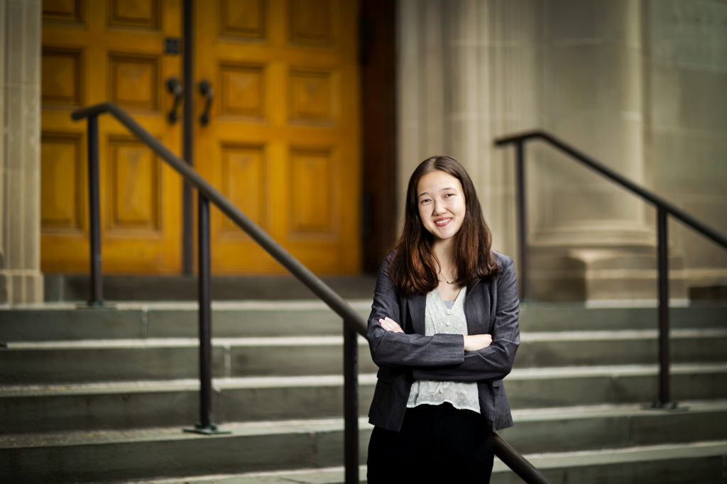 Heather Heyler in front of Towne Hall