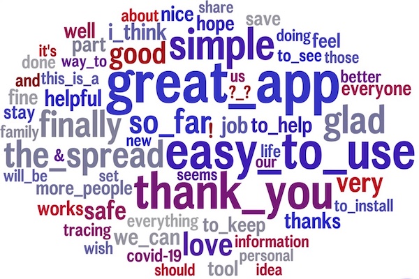 Positive words used to describe ENS apps