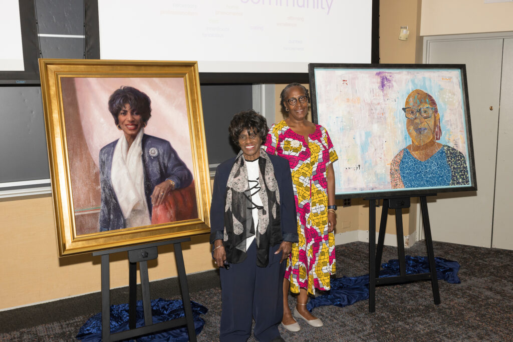 Cora Ingrum and Donna Hampton portrait unveiling