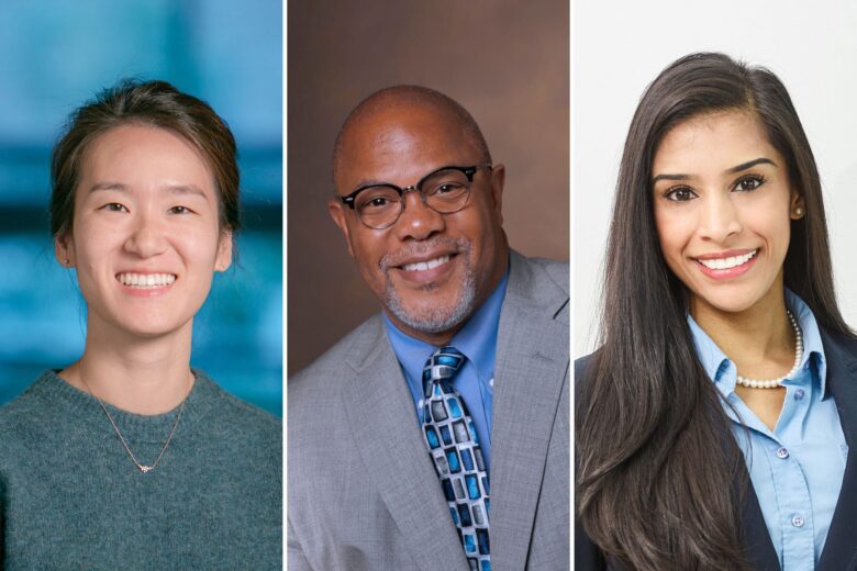 Jina Ko (left) and Kevin Johnson (middle), from both the School of Engineering and the Perelman School of Medicine, along with Sheila Shanmugan (right) from the latter, have received the National Institute of Health Director’s Award to support their “highly innovative and broadly impactful” research projects through the High-Risk, High-Reward program.