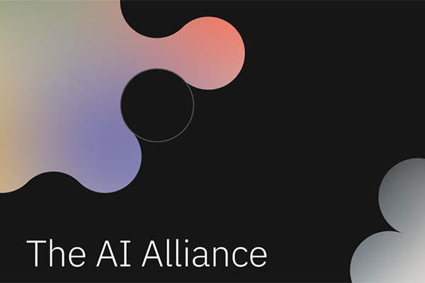 The AI Alliance Social Tile on black background. It looks like a puzzle piece.