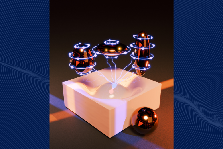 An artistic representation of the minute nucleic differences detectable using the form of nuclear quadrupolar resonance described in the new paper.