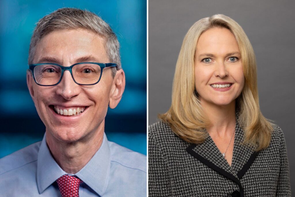 Russell Composto (left), Vice Provost for Undergraduate Education, and Kelly Jordan-Sciutto, Vice Provost for Graduate Education.